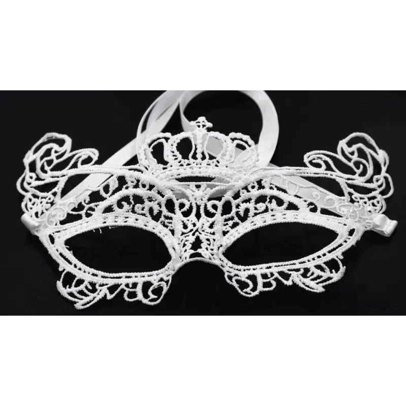 Βενετσιάνικη Υφασμάτινη Μάσκα Ματιών Μακραμέ με Δαντέλα και Κορδελάκια Λευκή Βενετσιάνικη Υφασμάτινη Μάσκα Ματιών Μακραμέ με Δαντέλα και Κορδελάκια Λευκή