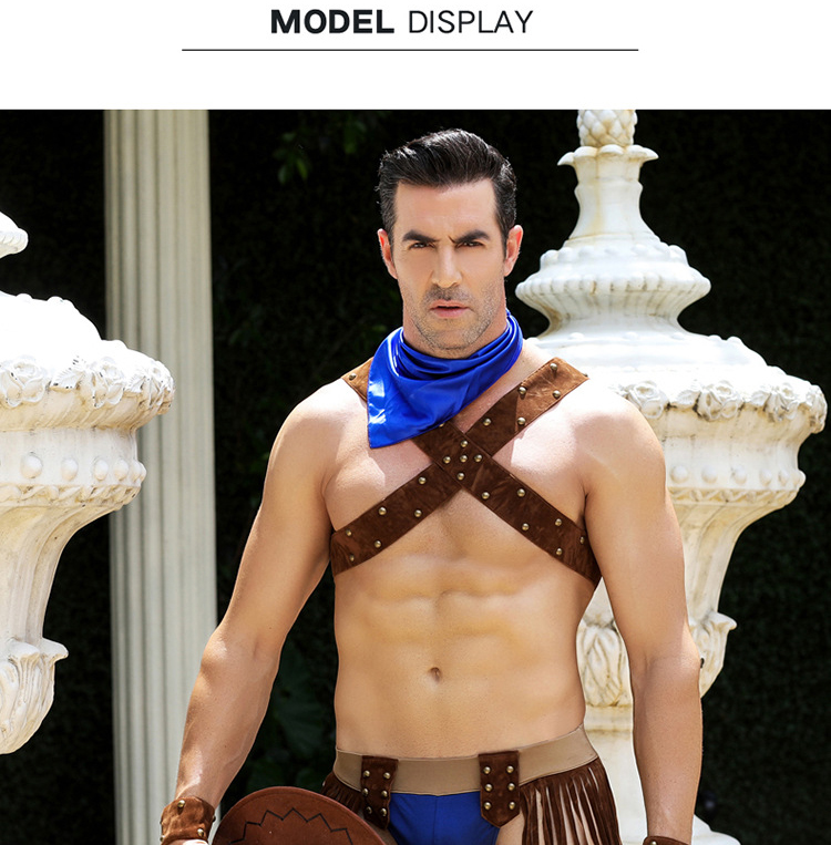 Σέξυ Αντρική Στολή - Κοστούμι Cowboy με Αξεσουάρ Καπέλο και Τρούξ Καφέ / Μπλέ Σέξυ Αντρική Στολή - Κοστούμι Cowboy με Αξεσουάρ Καπέλο και Τρούξ Καφέ / Μπλέ