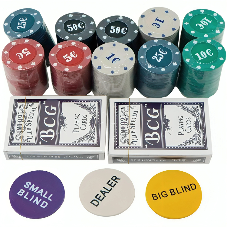 Σετ Πόκερ με 2 Τράπουλες,200 Αριθμημένες Μάρκες και Τσόχα σε Μεταλλικό Κουτί Σετ Πόκερ με 2 Τράπουλες,200 Αριθμημένες Μάρκες και Τσόχα σε Μεταλλικό Κουτί