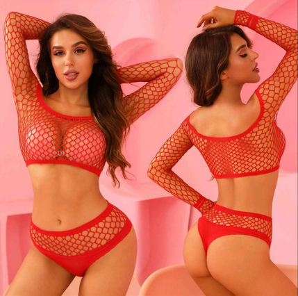 Σετ Αισθησιακό Γυναικείο Διχτυωτό Μπικίνι - Εσώρουχο με See Through Μακρυμάνικο Τοπ Sexy One Size Ελαστικό Σετ Αισθησιακό Γυναικείο Διχτυωτό Μπικίνι - Εσώρουχο με See Through Μακρυμάνικο Τοπ Sexy One Size Ελαστικό