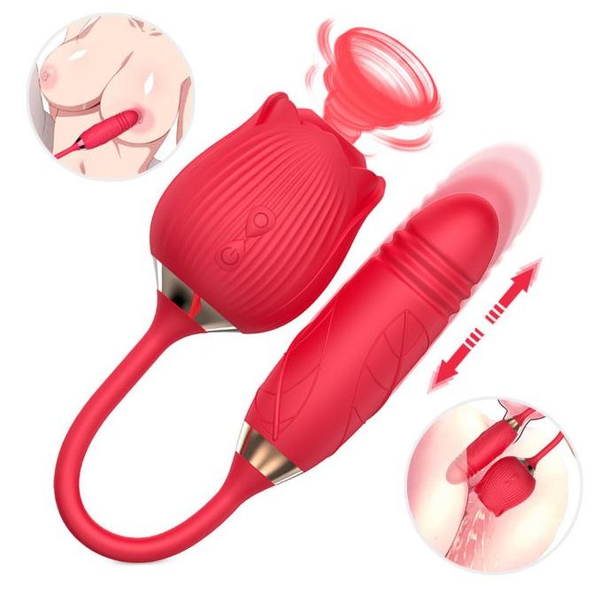 Διπλός Δονητής “Rose” με Γλώσσα για Μασάζ Κλειτορίδας και Θηλών - Tongue Licking Female Rose Double Vibrator Extreme Διπλός Δονητής “Rose” με Γλώσσα για Μασάζ Κλειτορίδας και Θηλών - Tongue Licking Female Rose Double Vibrator Extreme